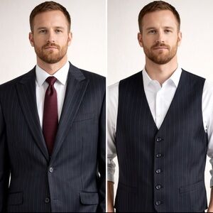 Berragamo Elegant Dino Filarte Super 130 Blazer Suit Coat with Vest 44R